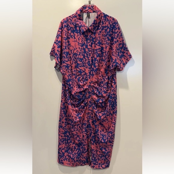 SHEIN VCAY Plus Allover Print Batwing Sleeve Shirt Dress Maxi Women’s‎ 5XL (138) - Picture 3 of 6